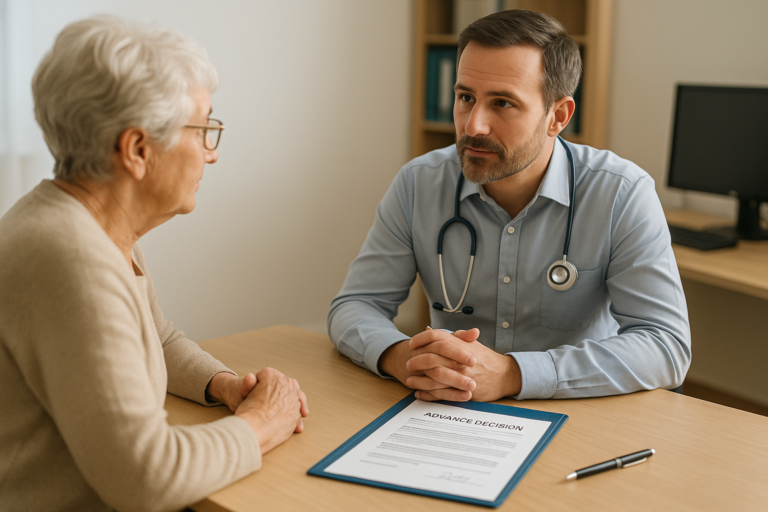 GP doctor talking to a patient about advance care planning